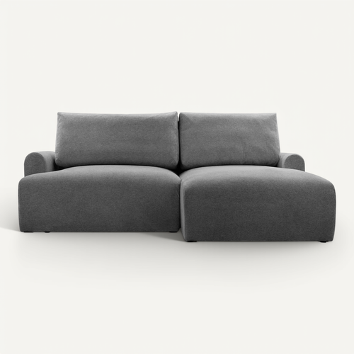 Raphaelle - Canapé D'angle Convertible Tissu Lisse 4 Places - Gauche - Gris Foncé