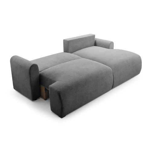 Raphaelle - Canapé D'angle Convertible Tissu Lisse 4 Places - Gauche - Gris Foncé