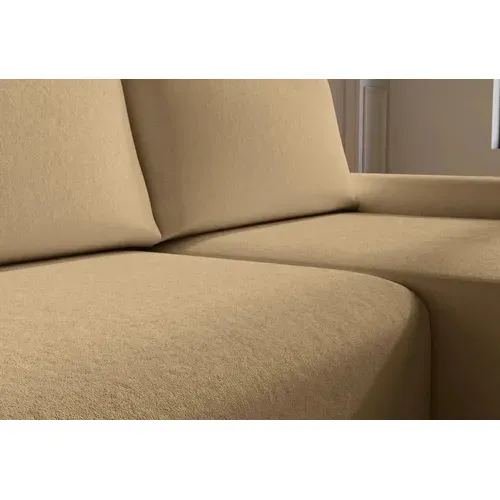 Olympe - Canapé D'angle Convertible Tissu Bouclette 4 Places - Gauche - Café