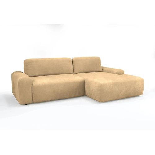 Olympe - Canapé D'angle Convertible Tissu Bouclette 4 Places - Gauche - Café