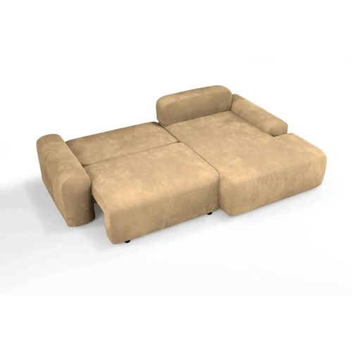 Olympe - Canapé D'angle Convertible Tissu Bouclette 4 Places - Gauche - Café