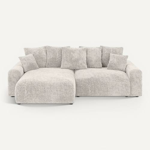 Oli - Canapé D'angle Convertible Tissu Chenille 4 Places - Beige
