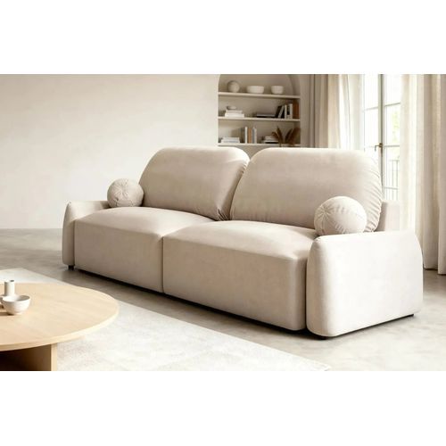 Noemie - Canapé Droit Convertible Tissu Chiné 2 Places - Beige