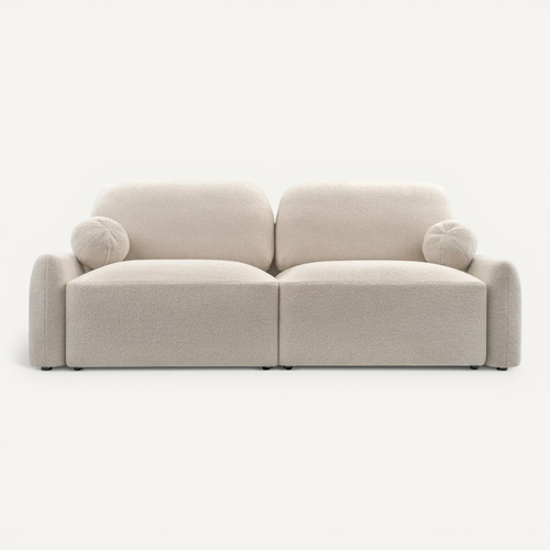 Noemie - Canapé Droit Convertible Tissu Chiné 2 Places - Beige