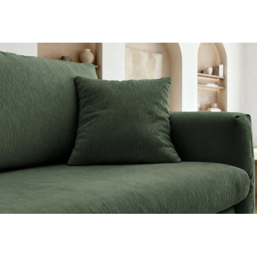 Lumie - Canapé Droit Convertible Velours Côtelé 2 Places - Vert