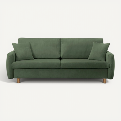 Lumie - Canapé Droit Convertible Velours Côtelé 2 Places - Vert