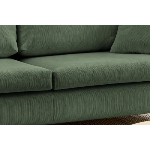 Lumie - Canapé Droit Convertible Velours Côtelé 2 Places - Vert