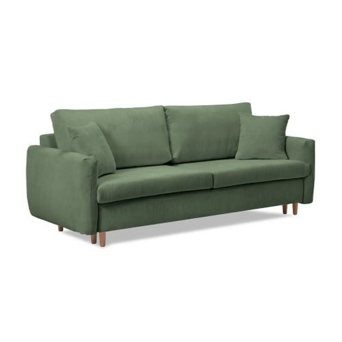 Lumie - Canapé Droit Convertible Velours Côtelé 2 Places - Vert