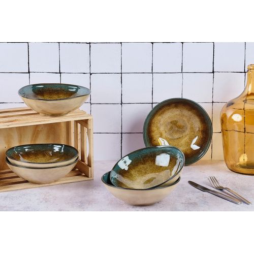 Lot De 6 Grands Bols En Grès Marron D20