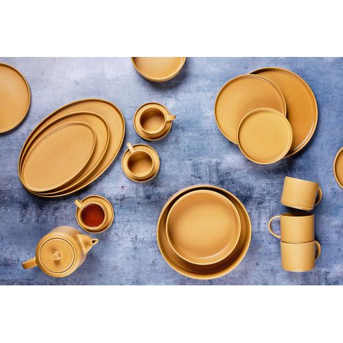 Lot De 1 Carafes, Théières et Bocaux En Grès Jaune D13.5