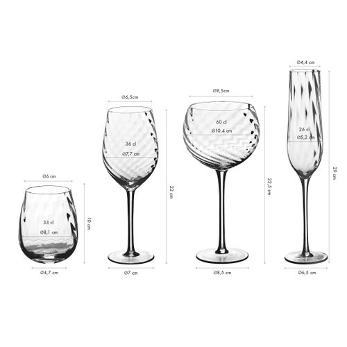 Lot De 24 Set Complet En Cristallin (cristal Sans Plomb) Transparent D