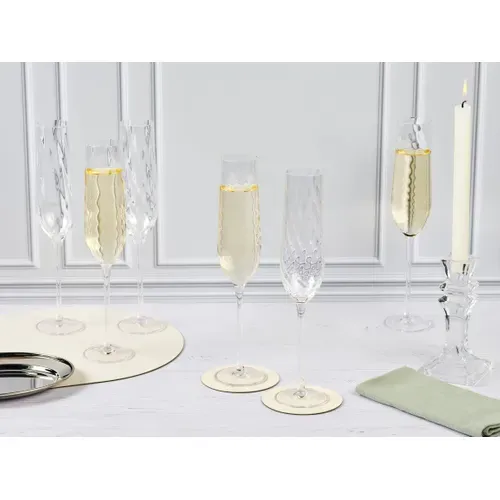 Lot De 6 Verres à Champagne En Cristallin (cristal Sans Plomb) Transparent D5.2