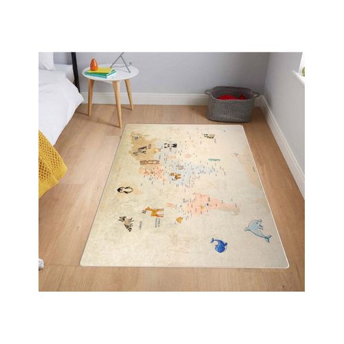 Tapis Enfant Monde Beige - 120x160cm