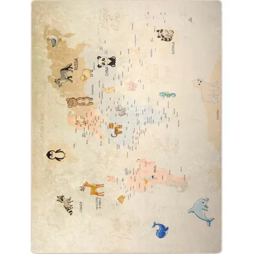 Tapis Enfant Monde Beige - 120x160cm