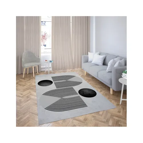 Tapis De Salon Seventies Gris Noir - 160x230cm