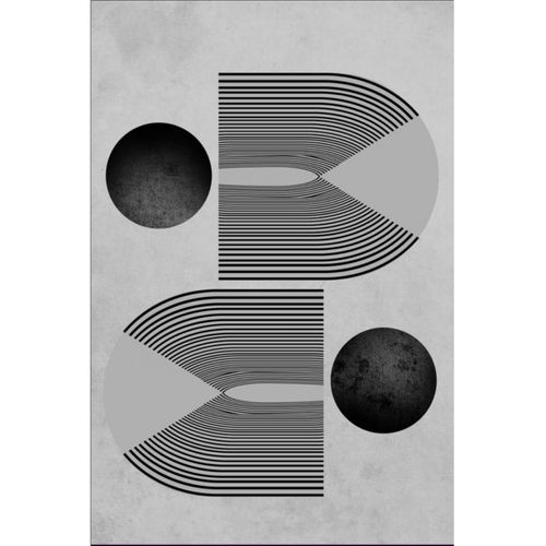 Tapis De Salon Seventies Gris Noir - 160x230cm