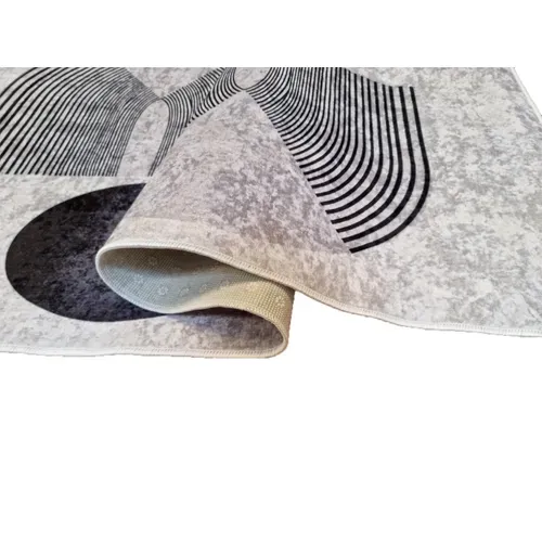 Tapis De Salon Seventies Gris Noir - 160x230cm