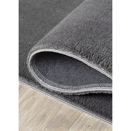 Tapis HUARTE Poils Courts Doux Et Lavable - Anthracite 80 Cm