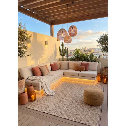 Tapis Extérieur Effet Intérieur Jute Beige Bamako 790 Beige - 160x230 Cm