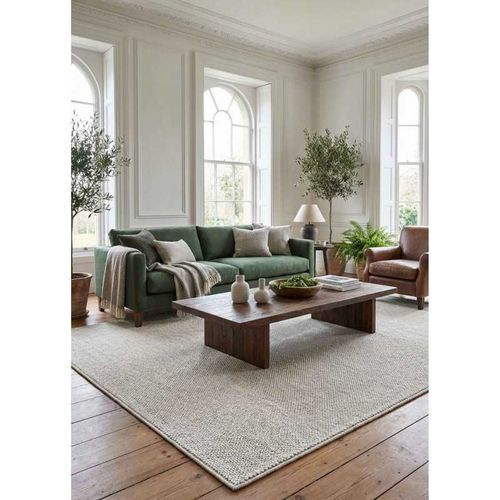 Tapis Tissé Uni Extérieur Intérieur Panama 57 Crème - 160x230 Cm