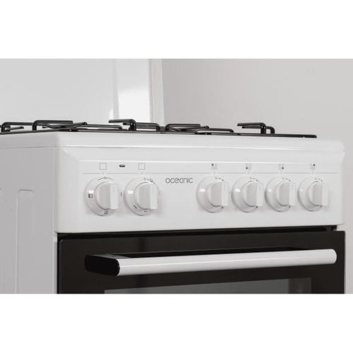 Cuisinière Gaz Pose Libre 4 Feux - Four 45 L, A+, Blanche, Compacte