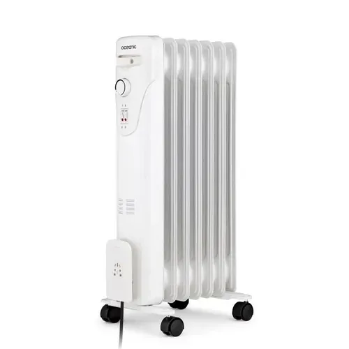 Radiateur Électrique Bain D'huile - 1500 W - 3 Puissances - 7 Éléments - Blanc - Mobile
