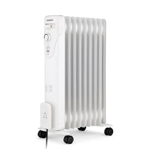 Radiateur Bain D'huile Électrique - 2000 W - 3 Puissances - 9 Éléments - Mobile - Blanc