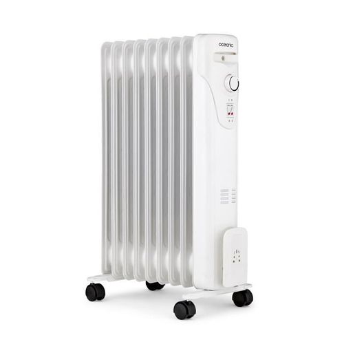 Radiateur Bain D'huile Électrique - 2000 W - 3 Puissances - 9 Éléments - Mobile - Blanc