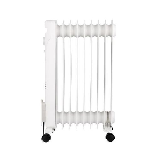 Radiateur Bain D'huile Électrique - 2000 W - 3 Puissances - 9 Éléments - Mobile - Blanc