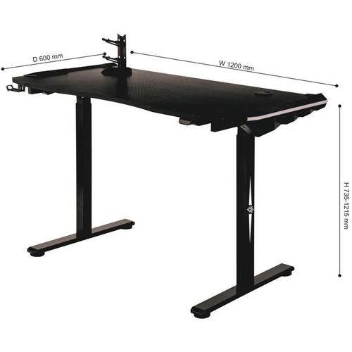 Bureau Électrique Gaming - Assis Ou Debout - Réglage Avec Télécommande- L120xp60xh73-121 Cm