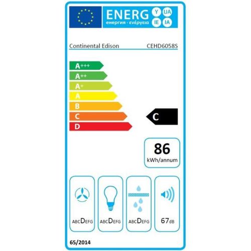 Hotte Décorative En Inox 60 Cm Avec Éclairage LED Et 3 Vitesses