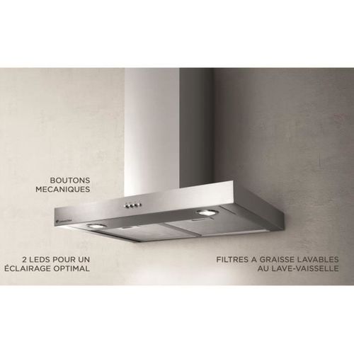 Hotte Décorative En Inox 60 Cm Avec Éclairage LED Et 3 Vitesses
