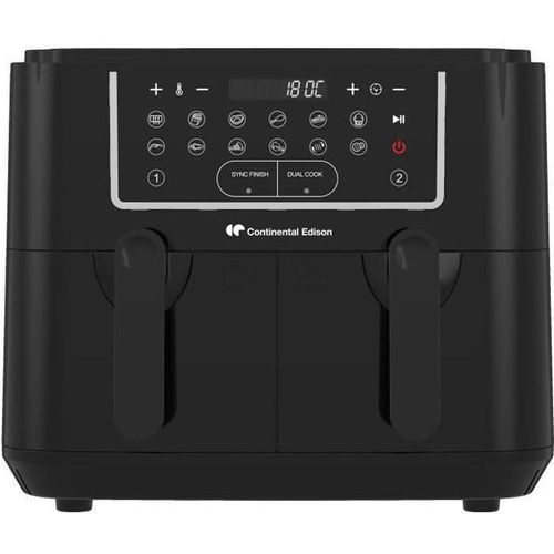 Airfryer Friteuse à Air Sans Huile  - Cerfrsh24002cb - 9 L - Double Bacs - 2400w - Noir