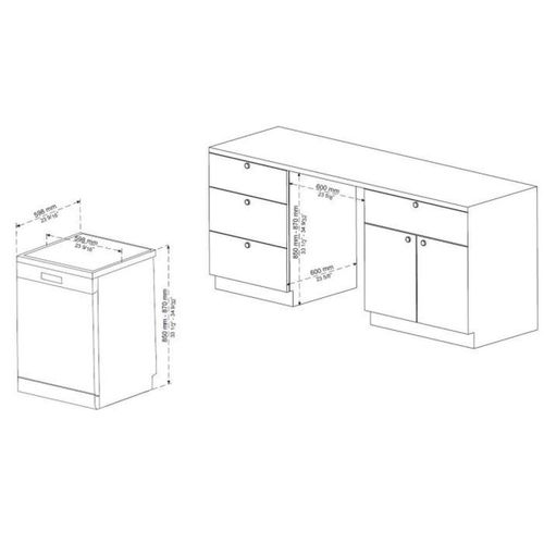 Lave-vaisselle Pose Libre  - 15 Couverts - Largeur 59,8 Cm - Classe D - Moteur Induction - 39 dB - S