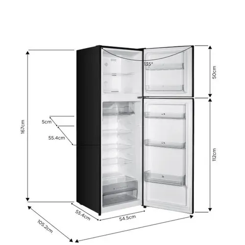 Réfrigérateur Congélateur Haut  - 247l - Total No Frost(sans Givre) - Noir  - L54,5 Cm X H167 Cm