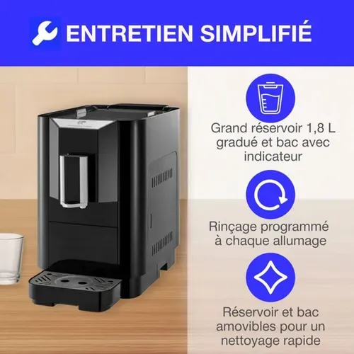 Machine à Café Super Automatique 19 Bars Avec Broyeur Intégré, 1450 W