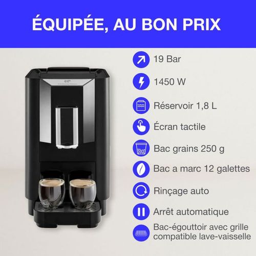 Machine à Café Super Automatique 19 Bars Avec Broyeur Intégré, 1450 W
