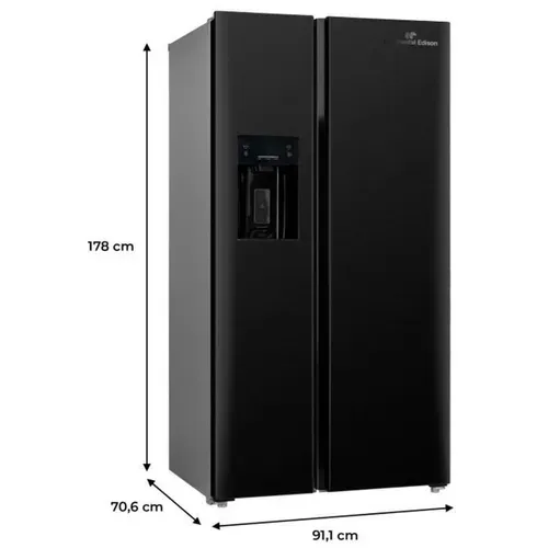 Réfrigérateur Américain - Ceranf556b1 - Distributeur Eau / Glaçons - Classe E - 91,1 X 70,6 X 178 Cm