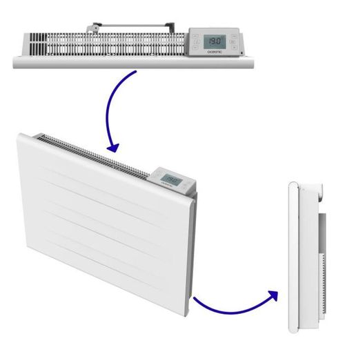 Radiateur Électrique Fixe à Inertie Sèche 1000w Blanc Mat, Thermostat Digital