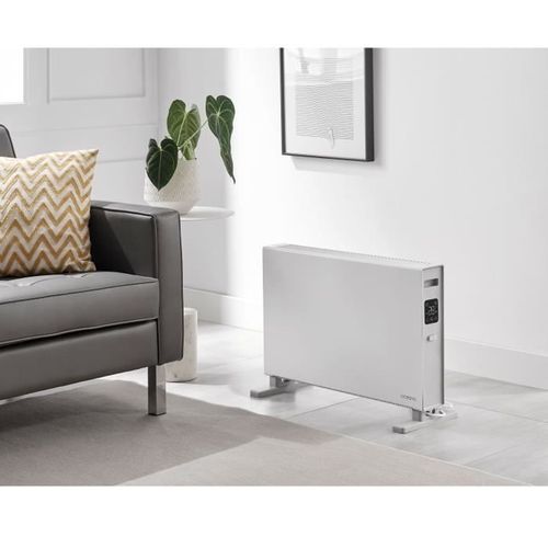 Radiateur Convecteur Électrique Mobile - 2000 W - 2 Puissances - Blanc Mat