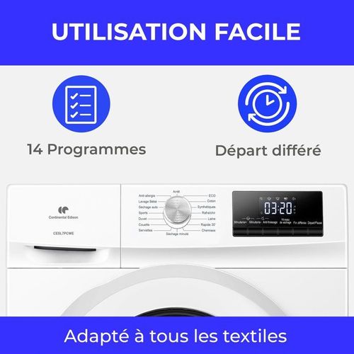 Seche-linge Pompe à Chaleur - Cesl7pcwe - 7 Kg - 60 Cm - Classe E - Blanc