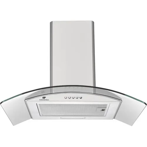 Hotte Décorative 60 Cm - Inox Brossé Et Verre, 285 M³/h, 3 Vitesses