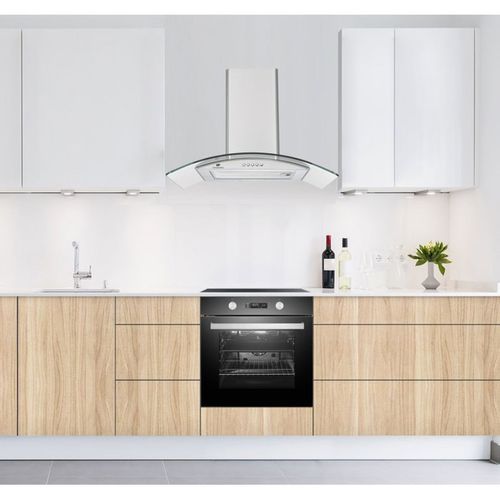 Hotte Décorative 60 Cm - Inox Brossé Et Verre, 285 M³/h, 3 Vitesses