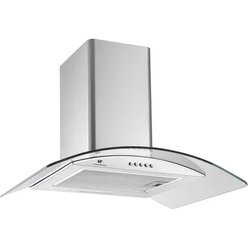 Hotte Décorative 60 Cm - Inox Brossé Et Verre, 285 M³/h, 3 Vitesses