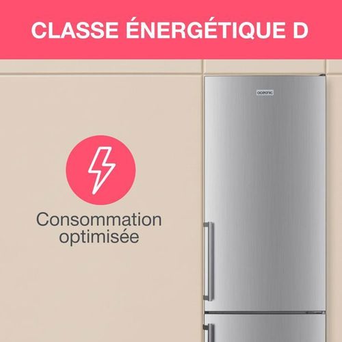 Réfrigérateur Combiné - Oceafc262stds - 262 L - Classe D - 55 X 56 X 180 Cm - Silver
