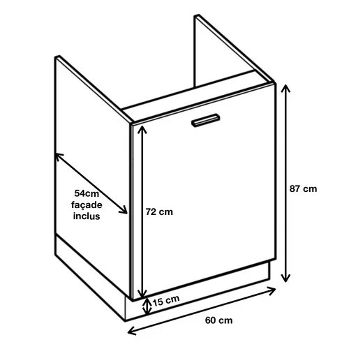 Meuble Sous-évier Lovia Noir Mat 1 Porte L 60 Cm