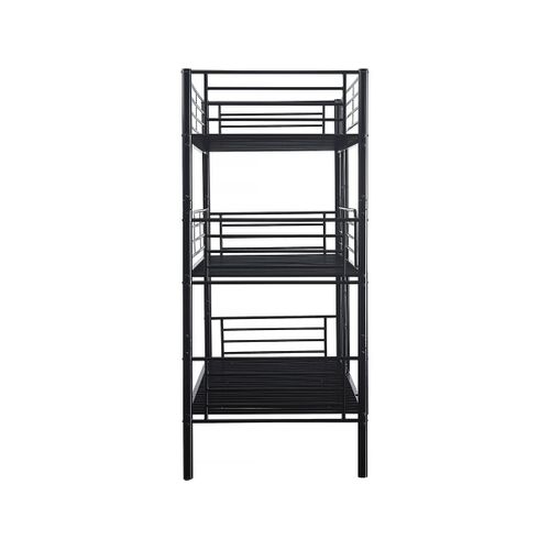 Lit Superposé En Métal Triple "havin" - 90 X 190 Cm - Noir