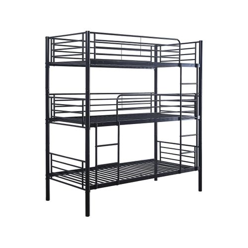 Lit Superposé En Métal Triple "havin" - 90 X 190 Cm - Noir