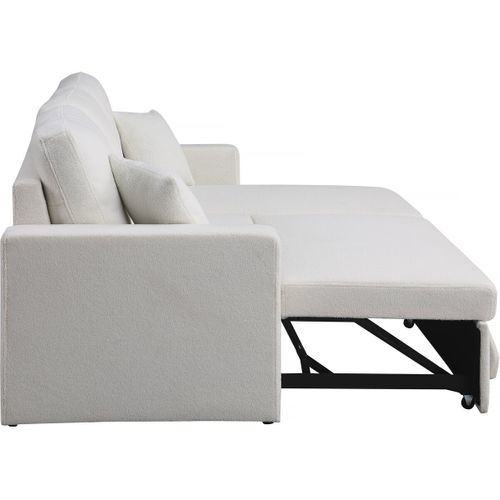 Canapé D'angle Convertible/reversible Avec Coffre "alain" - 3 Places - Bouclettes -  Blanc