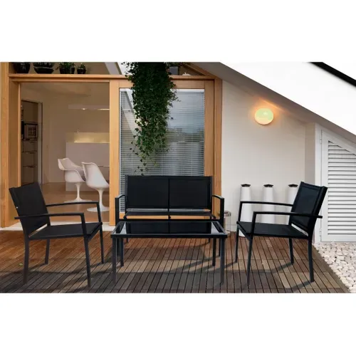 Salon De Jardin Bas "Lino" - 4 Places  - Noir